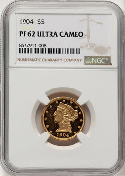 1904 $5 Proof Liberty Half Eagle NGC PR62
