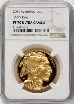 2021-W G$50 Gold Buffalo DCAM Brown Label NGC PF70 (777653002)