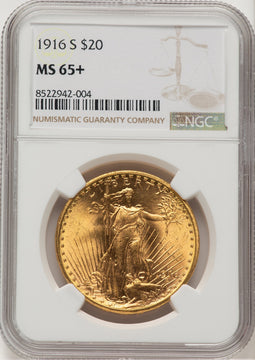 1916-S $20 Saint-Gaudens Double Eagle NGC MS65+ (777428018)