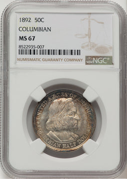 1892 50C COLUMBIAN Commemorative Silver NGC MS67