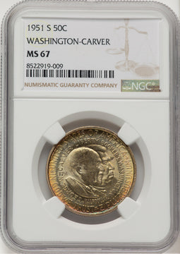 1951-S 50C Washington-Carver Commemorative Silver NGC MS67 (506968007)