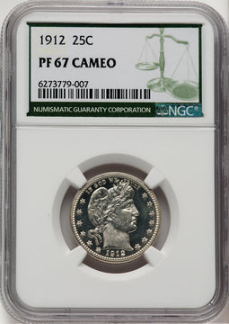 1912 25C CA Proof Barber Quarter NGC PR67