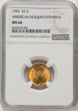 1926 $2.50 SESQUI Commemorative Gold NGC MS66 (776662014)