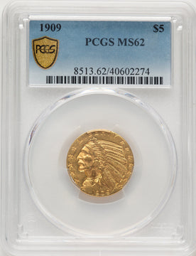 1909 $5 Indian Half Eagle PCGS MS62 (778081005)