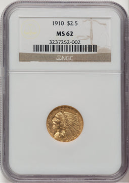 1910 $2.50 Indian Quarter Eagle NGC MS62 (778449002)