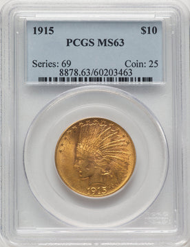 1915 $10 Indian Eagle PCGS MS63 (778252003)