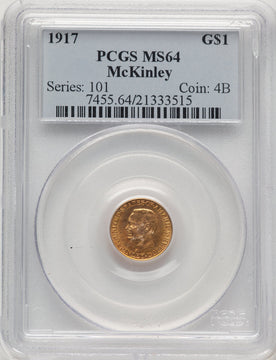 1917 G$1 McKinley Commemorative Gold PCGS MS64 (777918009)