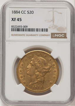 1884-CC $20 Liberty Double Eagle NGC XF45