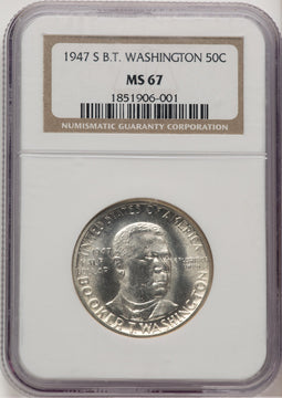 1947-S 50C Booker T. Washington Commemorative Silver NGC MS67