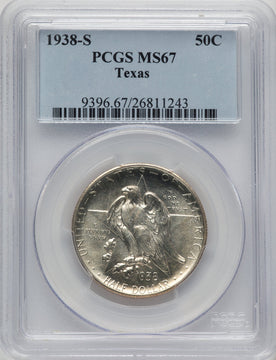 1938-S 50C Texas Commemorative Silver PCGS MS67 (778276026)