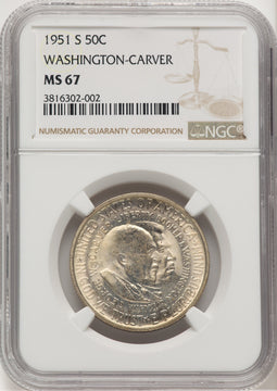 1951-S 50C Washington-Carver Commemorative Silver NGC MS67 (778276031)