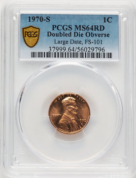 1970-S 1C FS-101 RD Lincoln Cent PCGS MS64
