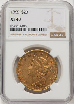 1865 $20 Liberty Double Eagle NGC XF40