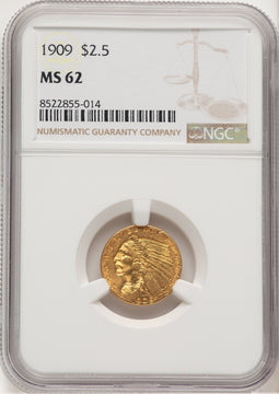 1909 $2.50 Indian Quarter Eagle NGC MS62 (777418007)