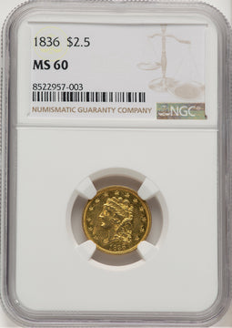 1836 $2.50 Script 8 Classic Quarter Eagle NGC MS60