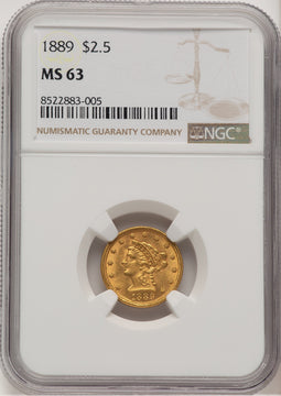 1889 $2.50 Liberty Quarter Eagle NGC MS63