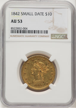 1842 $10 Small Date Liberty Eagle NGC AU53 (177334010)
