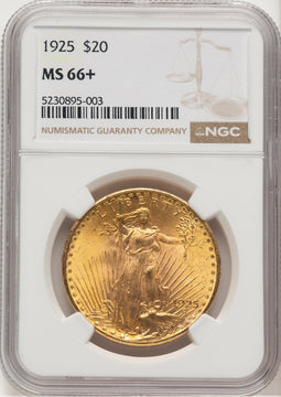1925 $20 Saint-Gaudens Double Eagle NGC MS66+ (774736002)