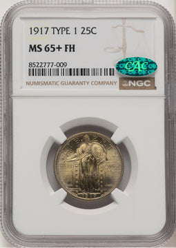 1917 T-1 FH CAC Standing Liberty Quarter NGC MS65+