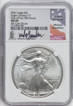 2021 Silver Eagle Type 2 At Dusk & Dawn 35th Anniversary 5th NGC MS69 Michael Gaudioso Signed