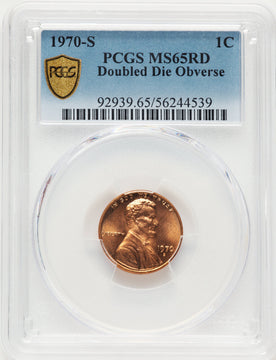 1970-S 1C Doubled Die RD Lincoln Cent PCGS MS65