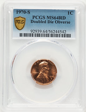 1970-S 1C Doubled Die RD Lincoln Cent PCGS MS64