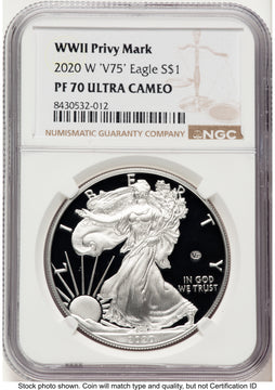 2020-W Proof Silver Eagle V75 Privy 1 oz Brown Label NGC PF70