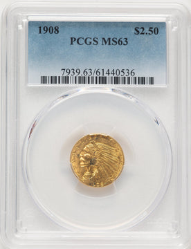 1908 $2.50 Indian Quarter Eagle PCGS MS63 (506392107)