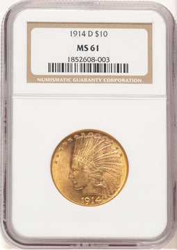 1914-D $10 Indian Eagle NGC MS61