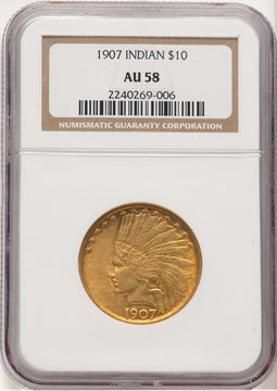 1907 $10 No Motto Indian Eagle NGC AU58 (506475047)