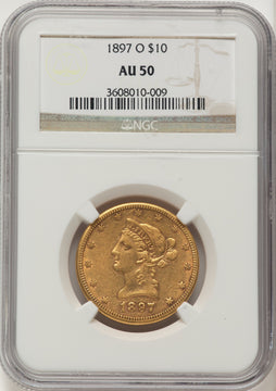1897-O $10 Liberty Eagle NGC AU50 1897-O $10 Liberty Eagle NGC AU50