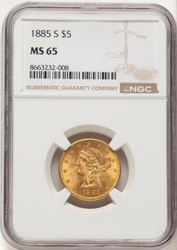 1885-S $5 Liberty Half Eagle NGC MS65