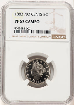 1883 5C No Cents CA Proof Liberty Nickel NGC PR67