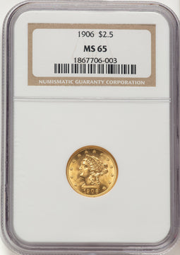 1906 $2.50 Liberty Quarter Eagle NGC MS65