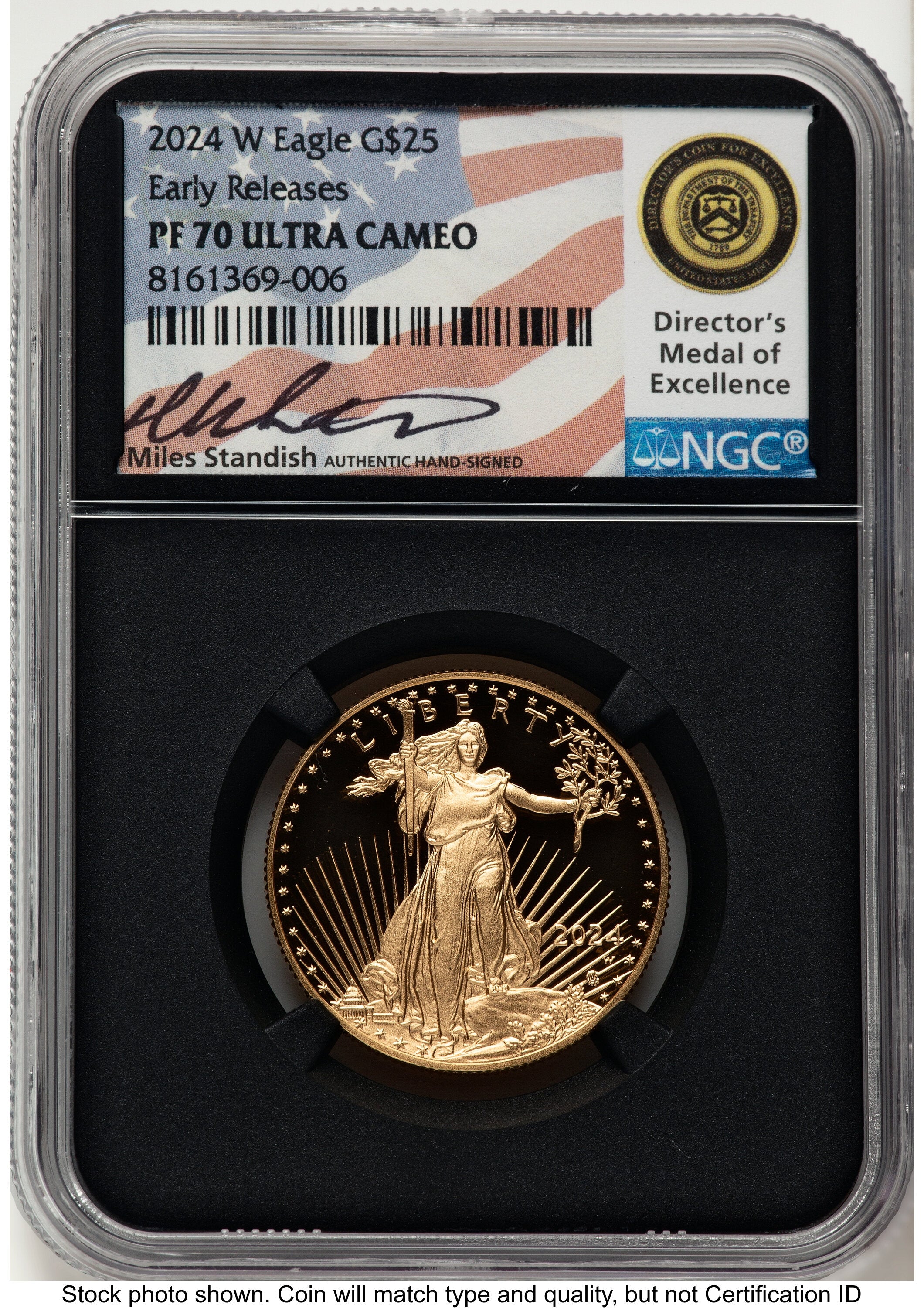 2024-W Proof Gold Eagle 1/2 oz ER Miles Standish NGC PF70 | LCR Coin
