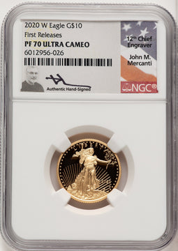 2020-W Proof Gold Eagle 1/4 oz FR John NGC PF70 Mercanti