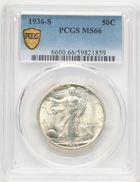 1936-S 50C Walking Liberty Half Dollar PCGS MS66