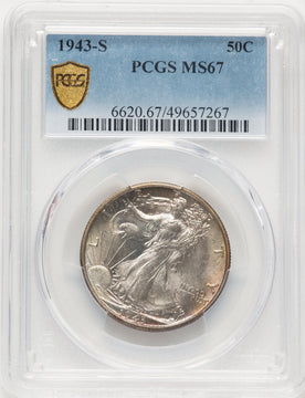 1943-S 50C Walking Liberty Half Dollar PCGS MS67