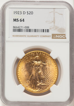 1923-D $20 Saint-Gaudens Double Eagle NGC MS64