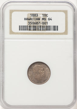 1883 Hawaii Ten Cents Coins of Hawaii NGC MS64