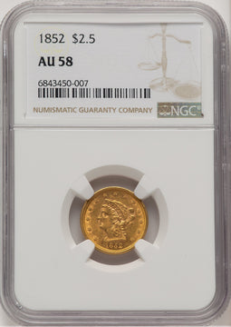 1852 $2.50 Liberty Quarter Eagle NGC AU58 (507364002)