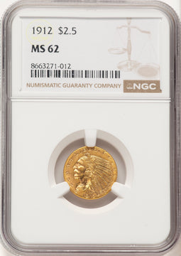 1912 $2.50 Indian Quarter Eagle NGC MS62 (507427008)