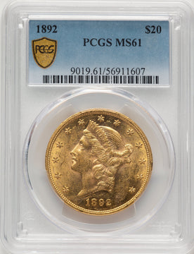 1892 $20 Liberty Double Eagle PCGS MS61