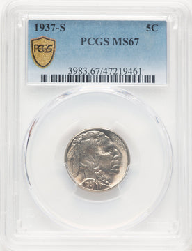 1937-S 5C Buffalo Nickel PCGS MS67 (507437002)