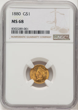 1880 G$1 Gold Dollar NGC MS68 (507450001)