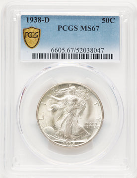 1938-D 50C Walking Liberty Half Dollar PCGS MS67