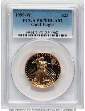 1999-W Proof Gold Eagle 1/2 oz Blue Gradient PCGS PR70