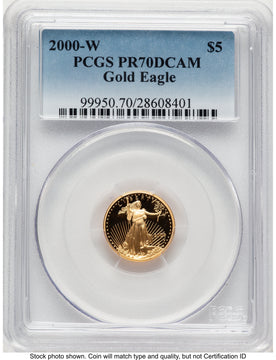 2000-W Proof Gold Eagle 1/10 oz Blue Gradient PCGS PR70
