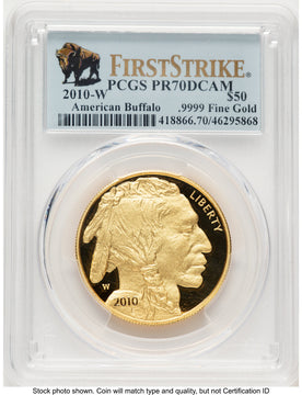 2010-W Proof Gold Buffalo 1 oz FS Bison Label PCGS PR70