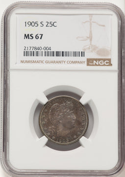 1905-S 25C Barber Quarter NGC MS67